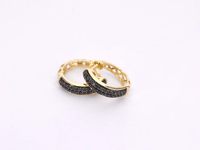 14k gouden oorbellen, zwarte diamant 0.35 ct, kleurbehandeld - afbeelding 8 van  8