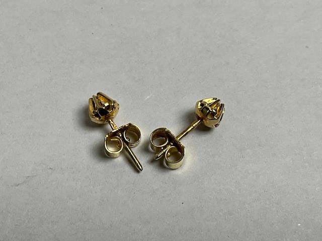14k gouden solitair oorstekers (1,5 gram) - afbeelding 1 van  3