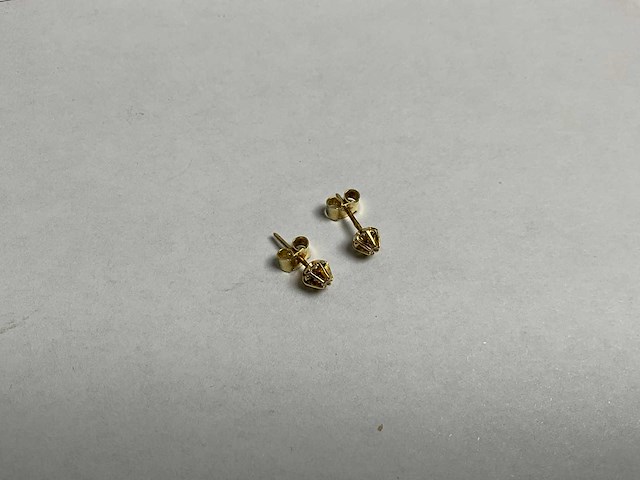 14k gouden solitair oorstekers (1,5 gram) - afbeelding 2 van  3