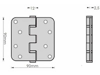 (1500x) scharnier 9 cm - zwart- met schroeven - afbeelding 1 van  2