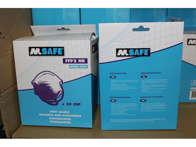 1560 stofmaskers m-safe 6220 ffp2 in vier overdozen. totaal 1560 stuks. - afbeelding 2 van  4
