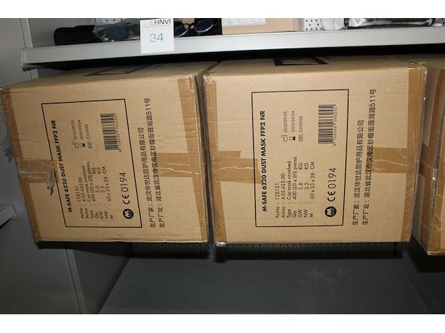 1560 stofmaskers m-safe 6220 ffp2 in vier overdozen. totaal 1560 stuks. - afbeelding 3 van  4