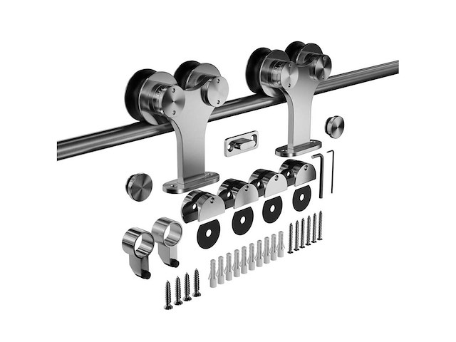 (159x) pakket schuifdeurbeslag - rvs dubbel - 200 cm - afbeelding 1 van  1