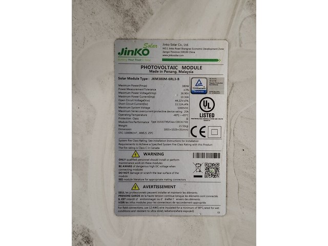 15x zonnepaneel jinko, jkm380m-6rl3-bn - afbeelding 3 van  3