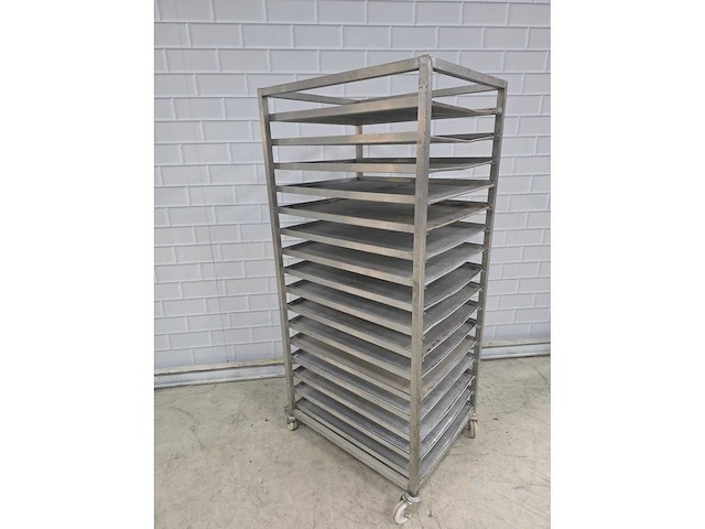 16 delige rvs afkoelwagen met 16 aluminium bakplaten - afbeelding 3 van  4