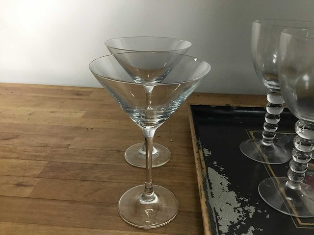 16 wijnglazen met dienblad - glass - afbeelding 3 van  3