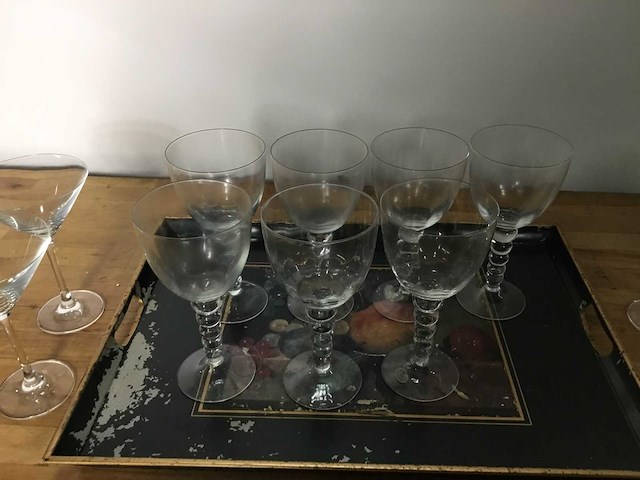 16 wijnglazen met dienblad - glass - afbeelding 2 van  5