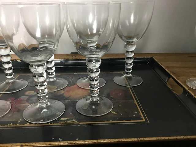 16 wijnglazen met dienblad - glass - afbeelding 3 van  5