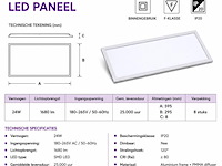 16 x led paneel 24w – 3000k warm wit - 595x295mm – ip20 – zodiac-24 - afbeelding 4 van  5