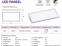 16 x led paneel 24w – 6400k koud wit - 595x295mm – ip20 – zodiac-24 - afbeelding 4 van  5