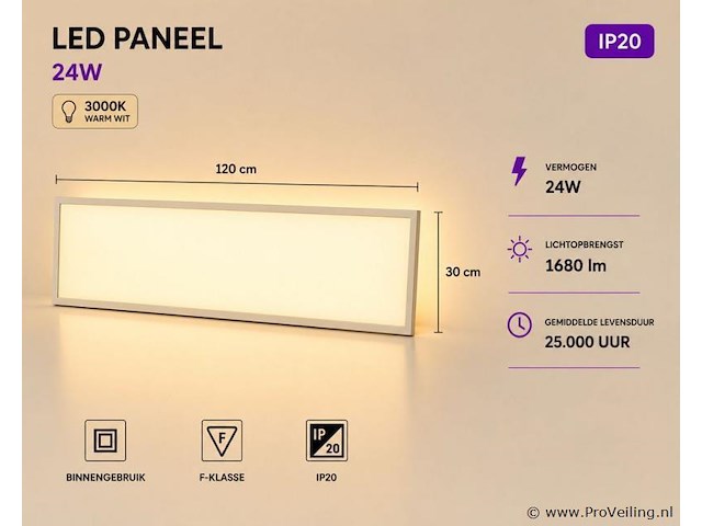16 x led paneel 36w – 3000k warm wit - 1195x295mm – ip20 – zodiac-36 - afbeelding 1 van  5