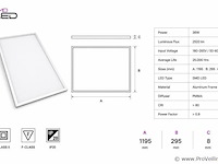 16 x led paneel 36w – 6400k koud wit - 1195x295mm – ip20 – zodiac-36 - afbeelding 4 van  5