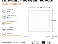 16 x led paneel 45w – 3000k warm wit - 595x595mm – ip20 – galaksi - afbeelding 4 van  5