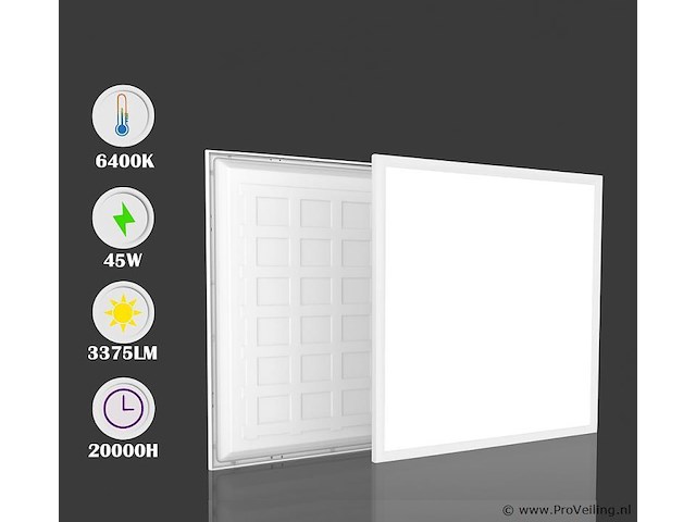 16 x led-paneel 45w – 60 × 60 cm – 6400k koud wit - afbeelding 3 van  4
