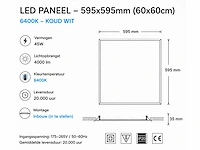 16 x led paneel 45w – 6400k koud wit - 595x595mm – ip20 – galaksi - afbeelding 4 van  5