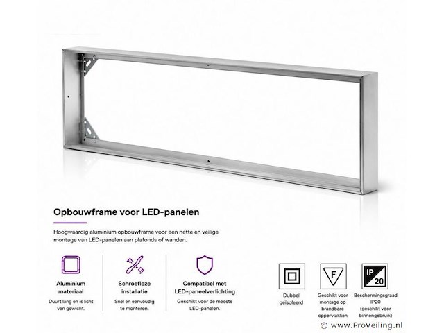 16 x opbouw frame voor led paneel – 1200x300mm – ip20 – frame-30120 - afbeelding 1 van  5