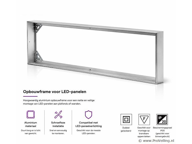 16 x opbouw frame voor led paneel – 1200x300mm – ip20 – frame-30120 - afbeelding 1 van  5