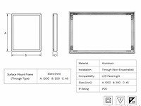 16 x opbouw frame voor led paneel – 1200x300mm – ip20 – frame-30120 - afbeelding 4 van  5