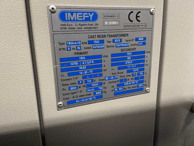 1600 kva imefy transformator 10.750 / 420 volt - afbeelding 9 van  9