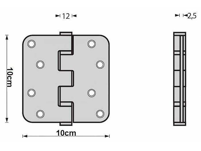 (1600x) scharnier 10 cm - zwart - met schroeven - afbeelding 2 van  2