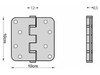 (1600x) scharnier 10 cm - zwart - met schroeven - afbeelding 2 van  2