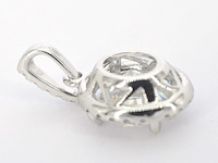 18 carat witgouden hanger met diamanten en een ovale briljant, excl. ketting - afbeelding 6 van  8