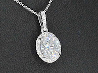 18 carat witgouden hanger met diamanten en een ovale briljant, excl. ketting - afbeelding 1 van  8