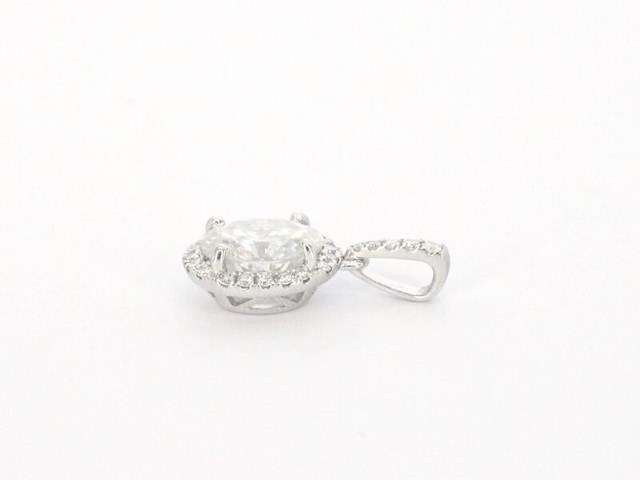 18 carat witgouden hanger met diamanten en een ovale briljant, excl. ketting - afbeelding 5 van  8