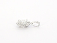 18 carat witgouden hanger met diamanten en een ovale briljant, excl. ketting - afbeelding 5 van  8