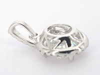 18 carat witgouden hanger met diamanten en een ovale briljant, excl. ketting - afbeelding 6 van  8