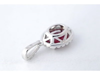 18 carat witgouden hanger met diamanten en robijn, excl. ketting - afbeelding 4 van  6