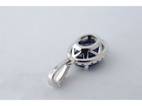 18 carat witgouden hanger met diamanten en saffier, excl. ketting - afbeelding 4 van  6