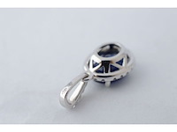 18 carat witgouden hanger met diamanten en saffier, excl. ketting - afbeelding 4 van  6