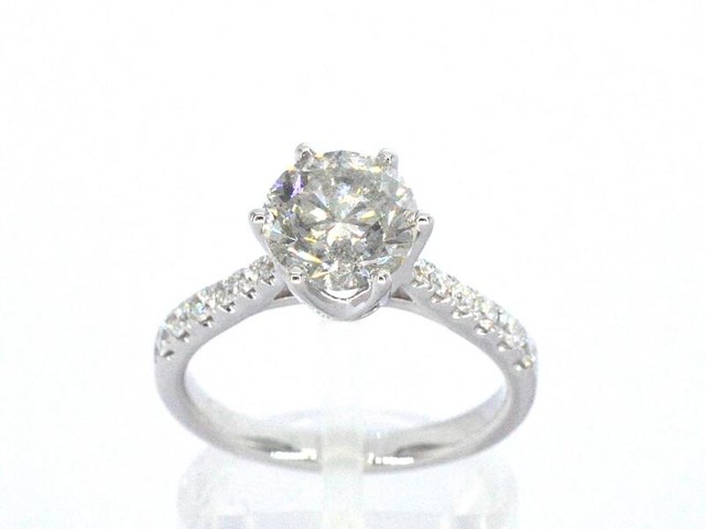 18 carat witgouden ring met een grote diamant van 2.00 carat - afbeelding 1 van  9