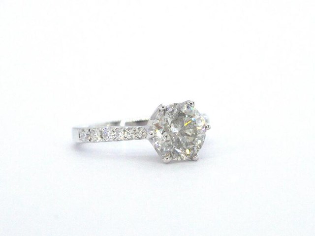 18 carat witgouden ring met een grote diamant van 2.00 carat - afbeelding 5 van  9