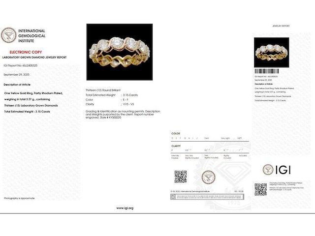 18 karaat geelgouden eeuwigheids ring met 3,15 ct. diamant - afbeelding 2 van  6