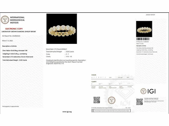 18 karaat geelgouden eeuwigheidsring met 5,05 ct. diamant - afbeelding 2 van  7