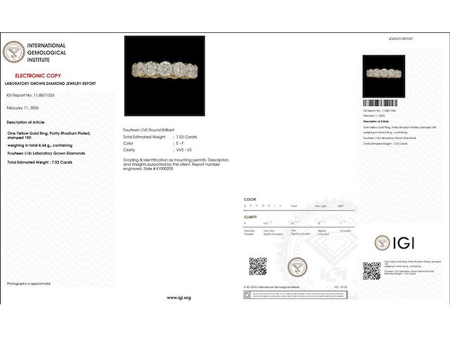 18 karaat geelgouden eeuwigheidsring met 7,03 ct. diamant - afbeelding 2 van  5