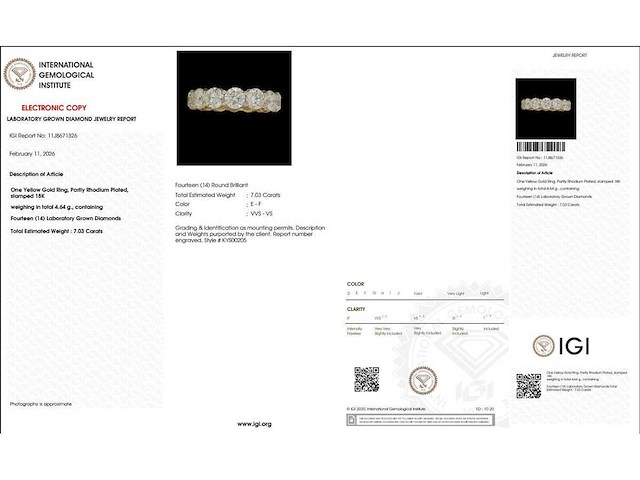 18 karaat geelgouden eeuwigheidsring met 7,03 ct. diamant - afbeelding 2 van  5