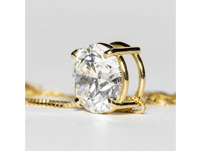 18 karaat geelgouden ketting met 3,00 ct. diamant - afbeelding 1 van  11