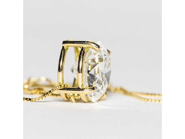 18 karaat geelgouden ketting met 3,00 ct. diamant - afbeelding 7 van  11