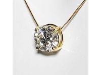 18 karaat geelgouden ketting met 3,00 ct. diamant - afbeelding 10 van  11