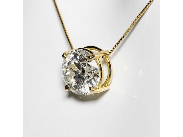 18 karaat geelgouden ketting met 3,00 ct. diamant - afbeelding 11 van  11