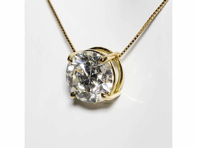 18 karaat geelgouden ketting met 3,00 ct. diamant - afbeelding 1 van  10
