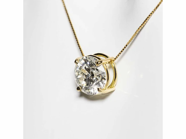 18 karaat geelgouden ketting met 3,00 ct. diamant - afbeelding 4 van  10