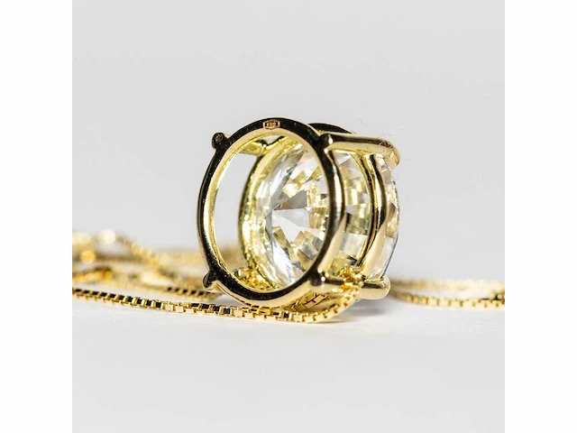 18 karaat geelgouden ketting met 3,00 ct. diamant - afbeelding 6 van  10