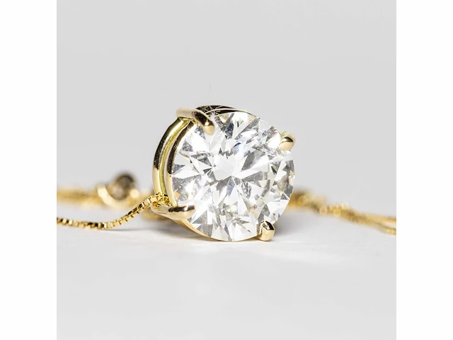 18 karaat geelgouden ketting met 3,00 ct. diamant - afbeelding 7 van  10
