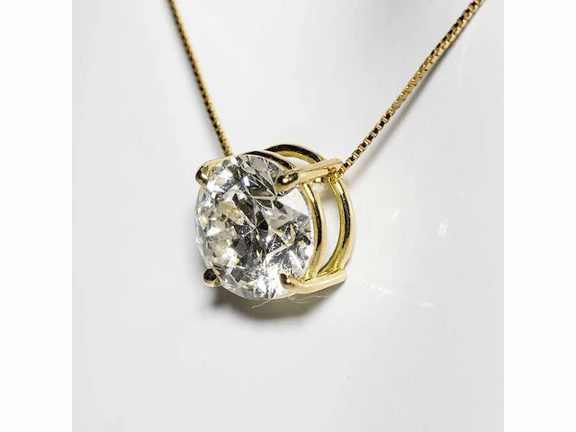 18 karaat geelgouden ketting met 3,00 ct. diamant - afbeelding 8 van  10