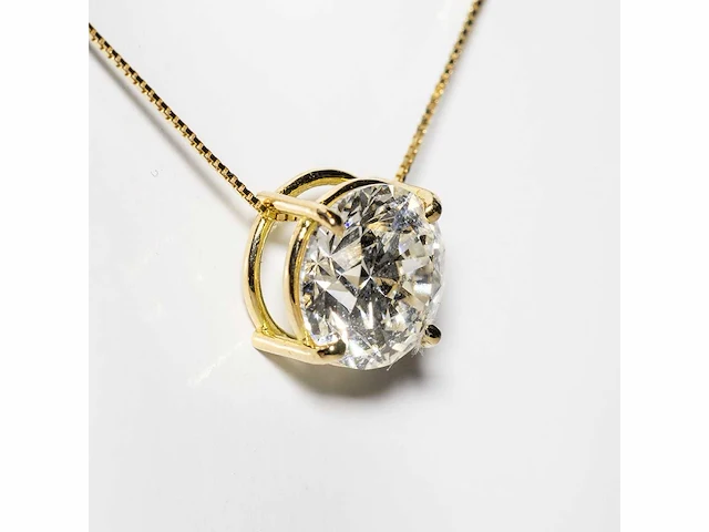 18 karaat geelgouden ketting met 3,00 ct. diamant - afbeelding 9 van  10