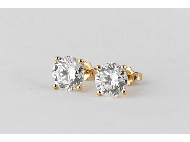 18 karaat geelgouden oorstekers met 4,03 ct. diamant - afbeelding 1 van  5